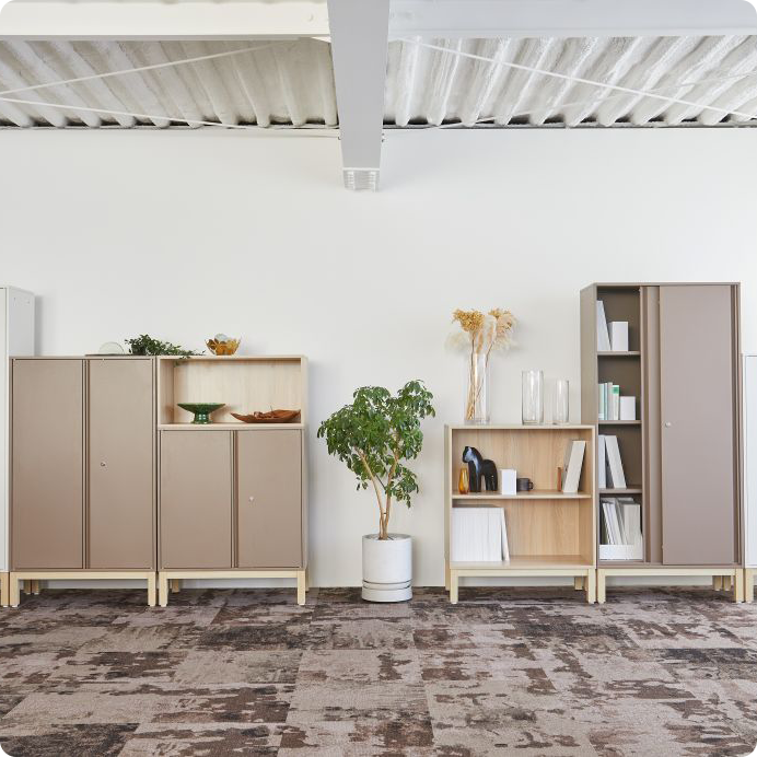 PREDONA スチールオープン書庫 4段 脚付き